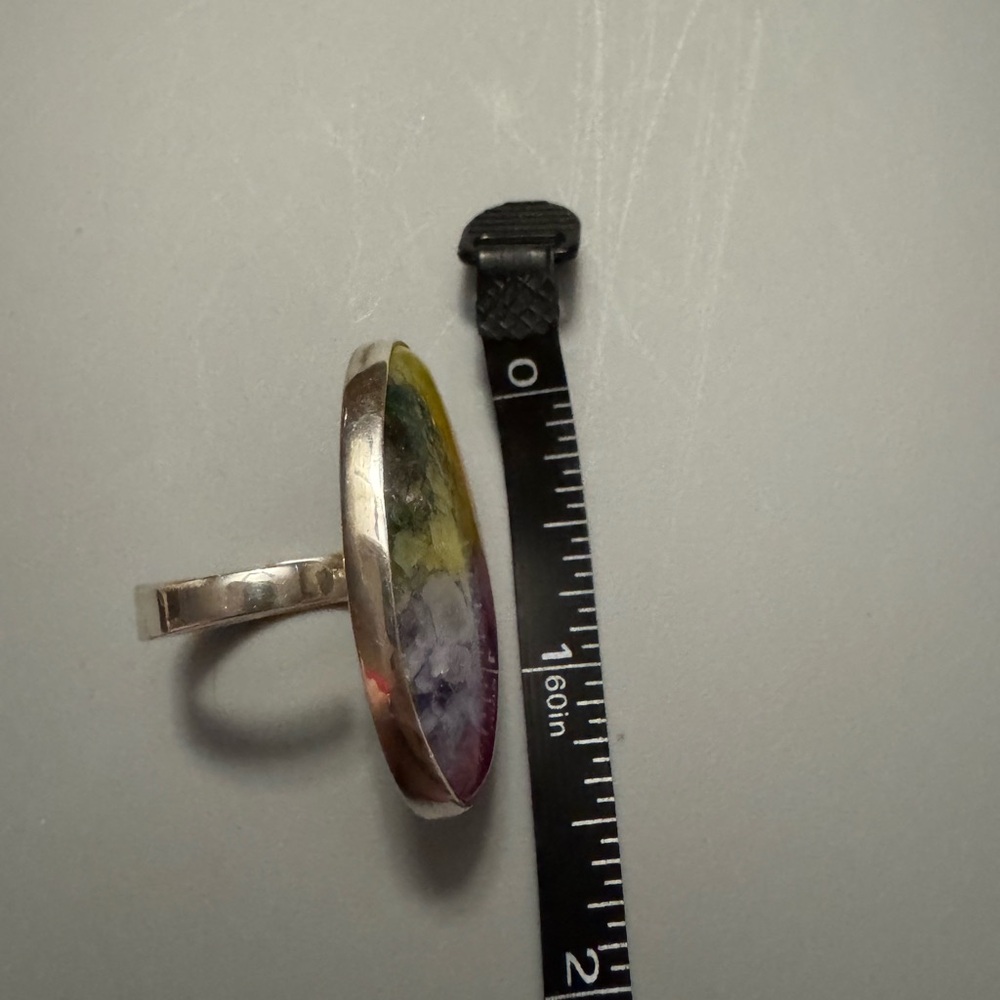 Multicolor Oval Statement Ring Made Of Sterling S… - image 6